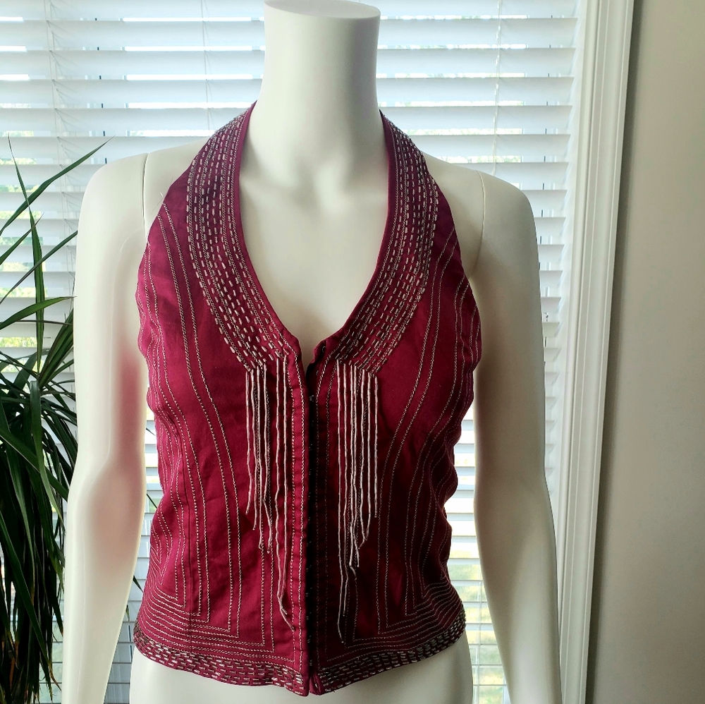 Rise Festival Handbeaded Halter Vest Top UK 10